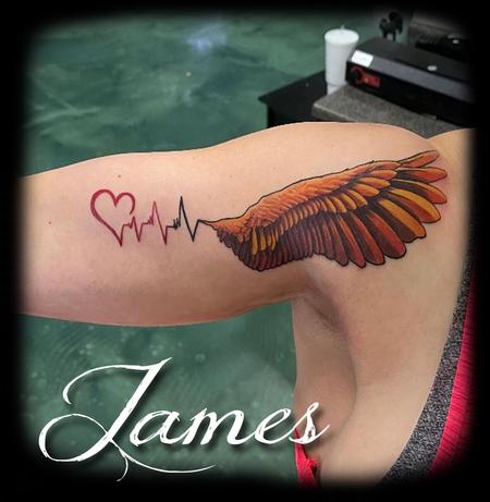 Tattoos - heartbeat that turns into a  wing  - 144073